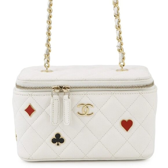 CHANEL Vanity ChainShoulder Bag Calfskin White - Picture 2 of 16